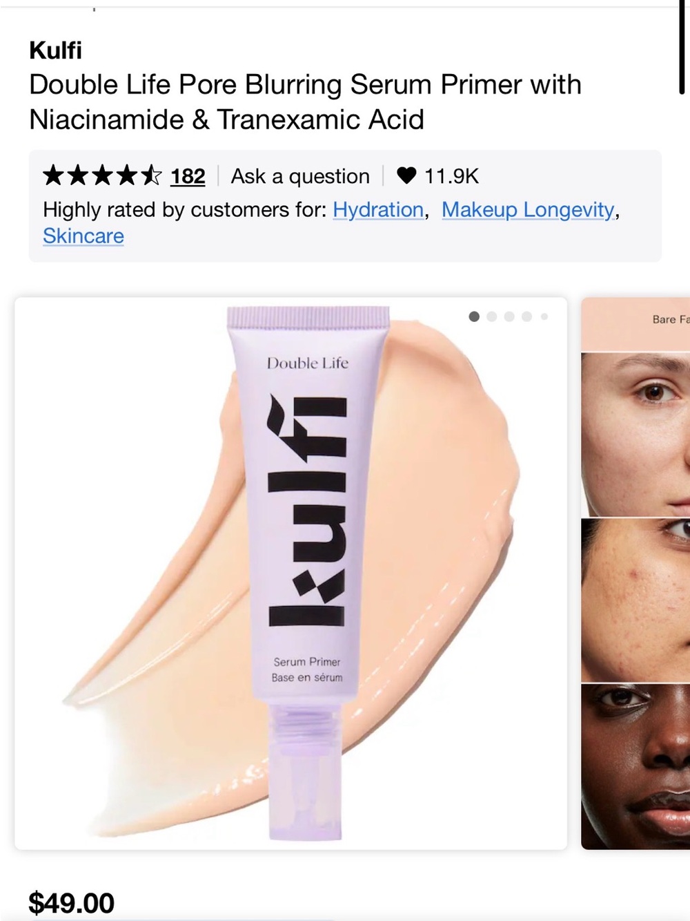 Kulfi Double Life Pore Blurring Serum Primer with Niacinamide & Tranexamic Acid